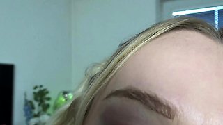 Blonde mature with big boobs masturbates in bed