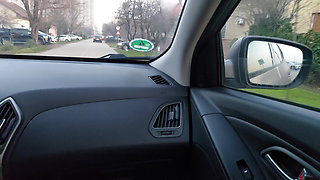 Mature Woman in Nylon Stockings Teases Taxi Driver in the Morning on the Way to the Office