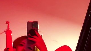 Tattooed redhead has intense orgasm with vibrator