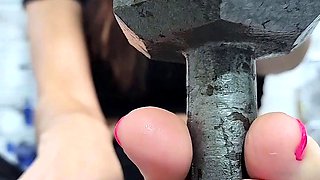 Flexible foot fetish masturbating with feet and hands