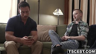 Stepdad fingering stepsons wet bonus hole