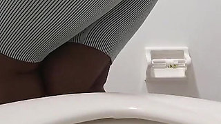 Desperate for a Pee Holding as Long as I Can Pissing in the Toilet