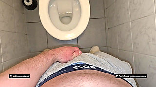 PhantomGentX - Hairy Daddy Caught Moaning Loud Jerking in Public Toilet
