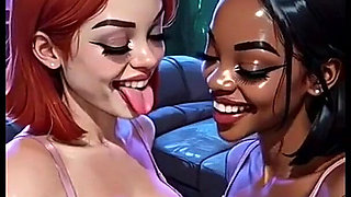 Beautiful Lesbians Tongue and Kiss Fetish, Ai Animation