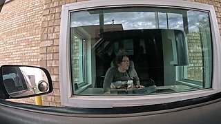 Asian teen Kimiko Fox rips boxers for rough lunch break fuck at work