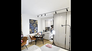 Hot and Horny Sexy Long Brunette Wife in Black Fishnet Stockings Takes Her Lace Panties off to Flash Pussy and Ass