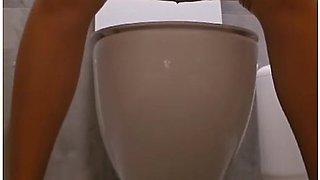 Public Toilet Pissing In Tights And Beautiful Dress
