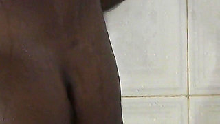 Ebony teen maid creampied in doggy style in the shower