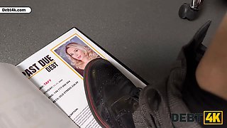 Debt4k. curvy blonde Karina King is solving her debt by smoking a collector's pecker