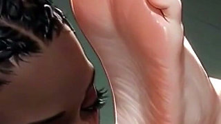 Blonde Queen Foot Domination - Ebony Slave Passionately Sucking Her Feet