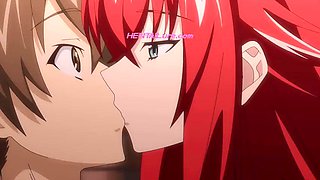 Rias Undresses Slowly Before Giving Issei a Deep  Warm Oral Finish  HENTAI Parody