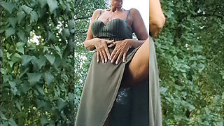 Mature Granny Cums Outdoors