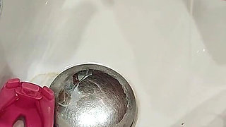 Femdom. Mommy Removes the Cage From Her Stepson's Penis, Lets Him Pee and Washes Him in the Shower.