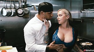 Black cook with a long penis fucked a hot blonde Cubbi Thompson