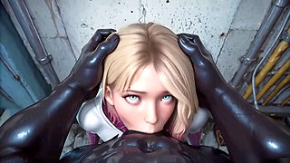 Big black cock, deep-throat, gwen stacy