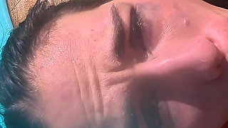 Wet Big Ass Brunette Gets Face Fucked by the Pool