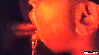 JUICY LIPS-brings him to the red room to sloppily deepthroat his dick