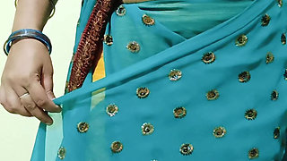 My friend wife wearing saree and remove