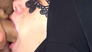 Rough Throat Fuck Ends with Cum in Mouth Spit Swap & Hard Belt on Tits