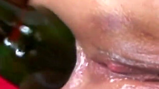 Lora takes a double ended dildo in her anus!