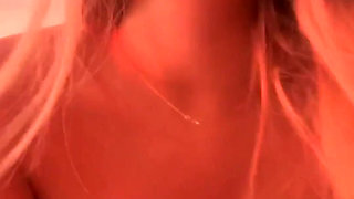 Tattooed Blonde with Big Tits and Fat Ass Does a Hot Striptease in White Lingerie Then Rides a Dildo Cowgirl - Hairy Pussy
