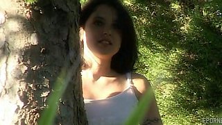 Blonde Brunette Lesbians in Garden