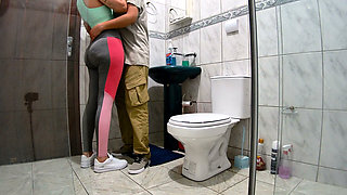 Mistress Getting Intimate in the Bathroom After a Workout.