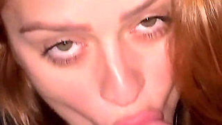 POV: Redhead Talks Bitch, Cums in the Blowjob and Drinks Milk in Her Mouth