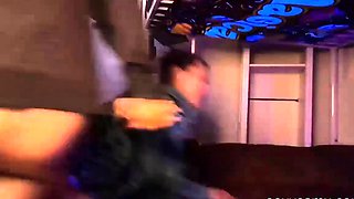 Horny brunette slut fucked by boyfriend and his BBC fri