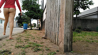 Brazilian Wife Flashes Hairy Pussy Outdoor - No Panties On Street