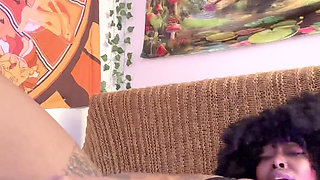 Sexy Ebony Slut Stuffed Her Pussy with Huge Dildo