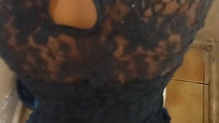 Black Slut Doggystyle and Blowjob White Man in Black Sexy Dress