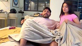 Lucky guy got his dick shared by two hot bitches sucking on it deep