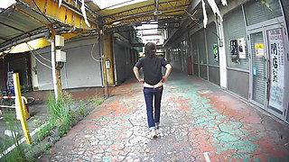 Japan Walking with Her Ass Out Outdoors