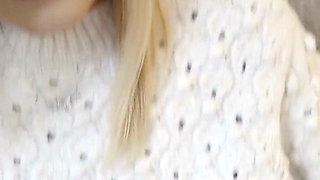 Blonde MILF Gives Sloppy Footjob to Titus in Fuzzy Socks