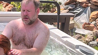 Multiple Underwater Creampies Oral & Pussy - Outdoor Hot Tub Sex with Curvy Redhead Wife Amateur