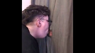 Deepthroating and facefucked at the gloryhole