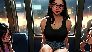 Lin's Friends Help Drain Your Cock on the Bus