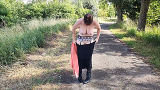 Naked in Suspenders Outdooe
