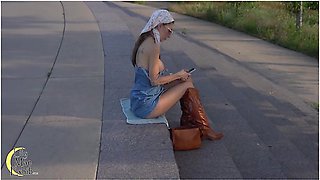 Husband Dared Me To Flash My Tits And Pussy To Strangers All Around The Park!