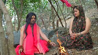 Mystic and Female Devotee: Tina Nandi Big Natural Tits Blowjob in Indian Jungle