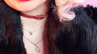 FUR FETISH video: beautiful Mistress tease and seduce. ASMR and JOI. Arya Grander.