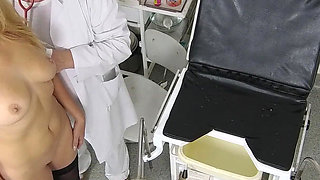 Recording of rectal temperature measurement of naked female