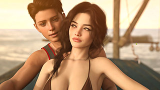 The Beach House V0.2 Part 1 - Giving Alicia a Sensual Beach Ass Massage and Peeking at Leanna