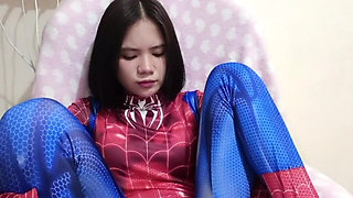 SPIDERGIRL PLAYING HERSELF WITH VIBRATOR