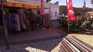 Outdoor anal solo and masturbating blonde