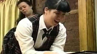 Teen in Schoolgirl Uniform Spanking Older Man