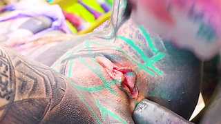 Anuskatzz Shares Lily Lus Hard and Tattooed Cock with Australian Bimbo Kellie Panther