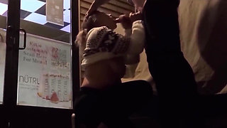 Extremely Risky Bar Blowjob and Downtown Sucking and Flashing