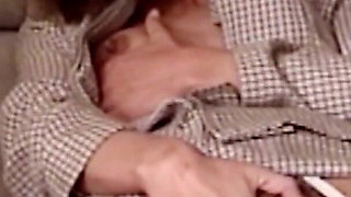 Beautiful Stepmother Smoking Through Her Big Hairy Pussy, She Smiles and Inserts Her Fingers
